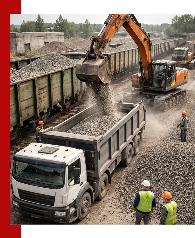 Железнодорожный щебень фракция 25–60 для поставок в Челябинске