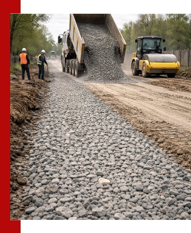 Доставка щебня для отсыпки дорог в Челябинске высокого качества