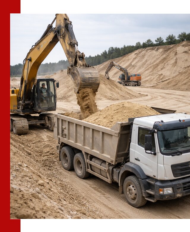 Доставка карьерного песка с самосвалами и разгрузкой в Челябинске