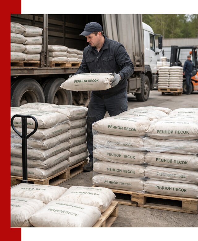 Речной песок в мешках с доставкой в Челябинске