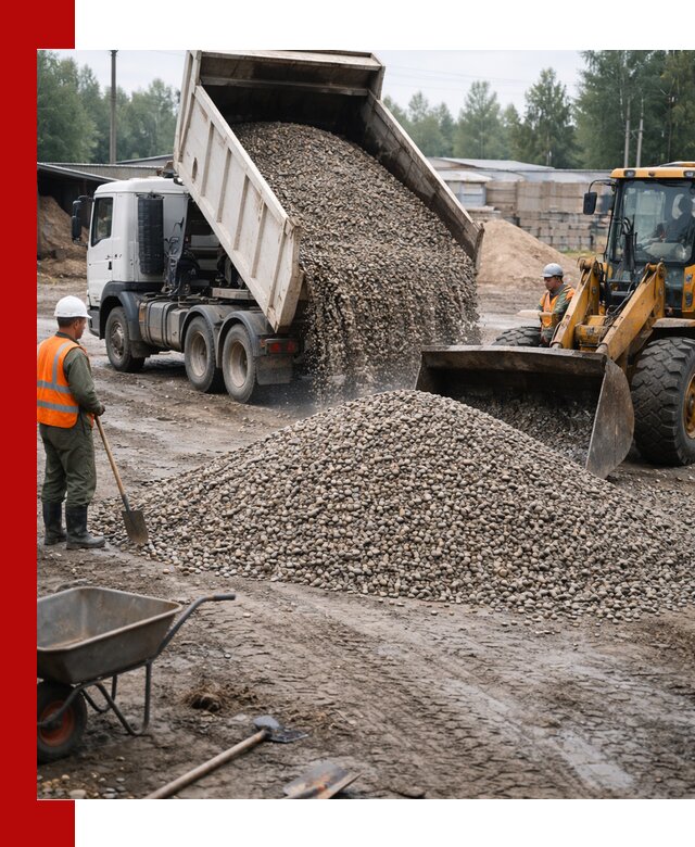 Мытый гравий с доставкой в Челябинске от карьера до участка