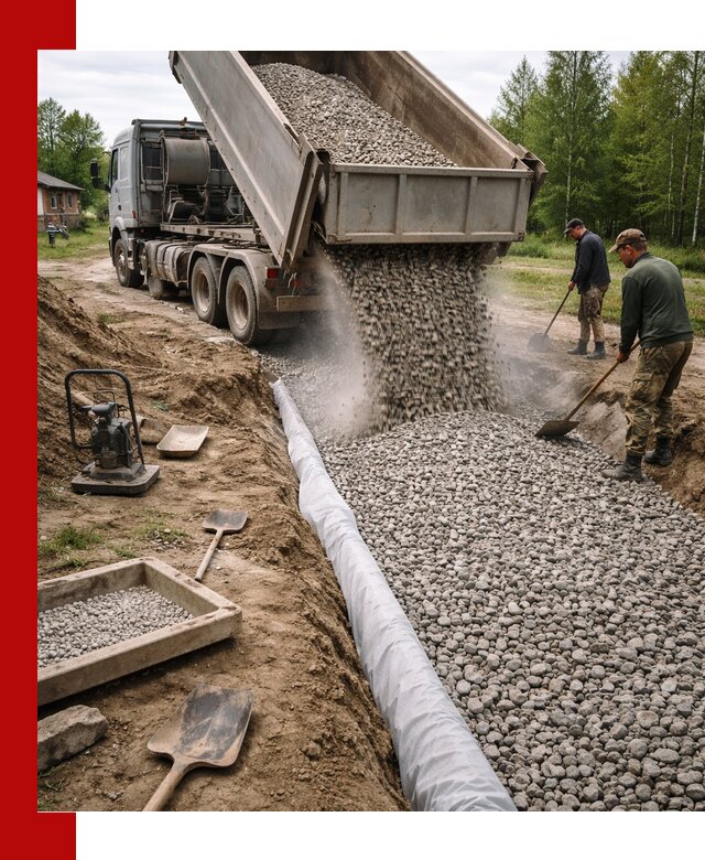 Гравий для дренажа с доставкой в Челябинске качественный и недорогой