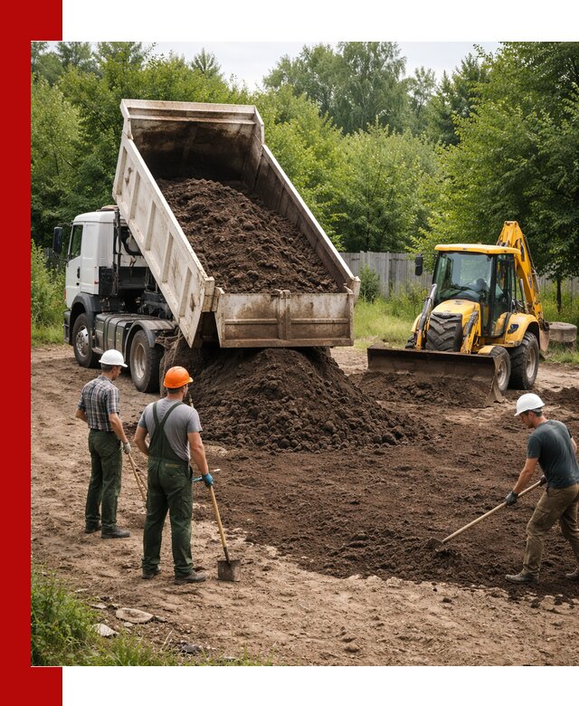 Доставка и укладка грунта для выравнивания участка в Челябинске
