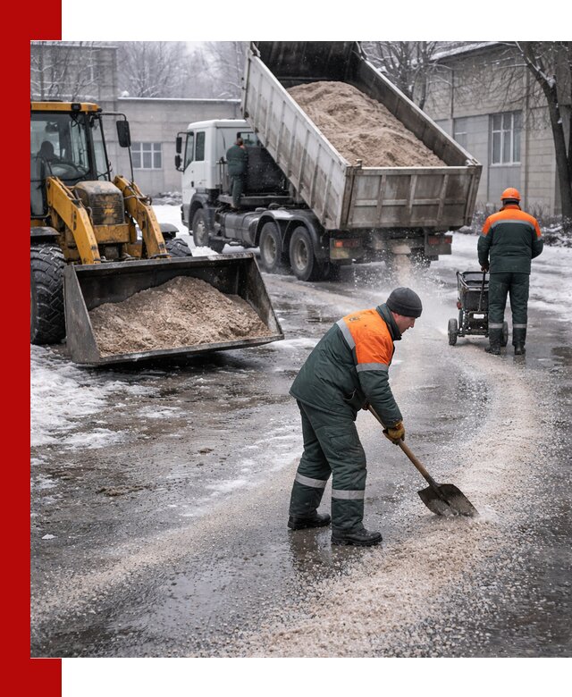 Реагент против гололеда с доставкой и нанесением в Челябинске