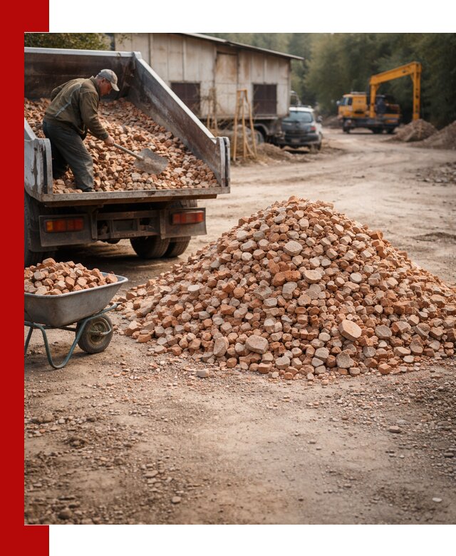 Доставка и подушка из боя кирпича с разгрузкой в Челябинске