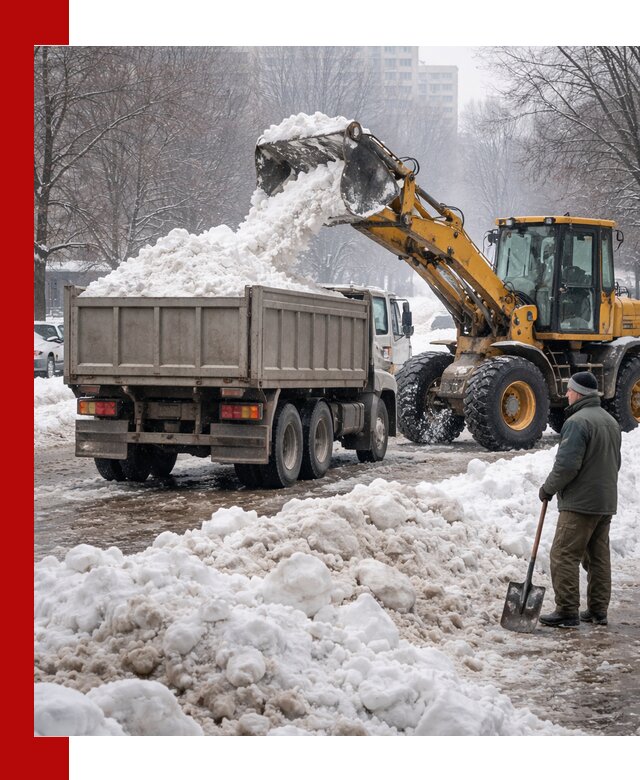 Вывоз снега грузовой техникой в Челябинске оперативно и чисто