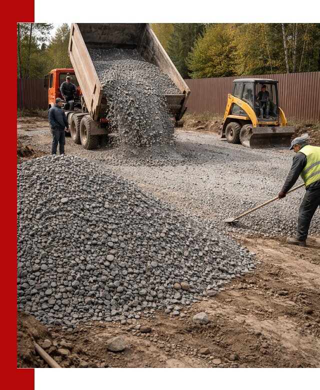 Отсыпка участка щебнем с доставкой и уплотнением в Челябинске